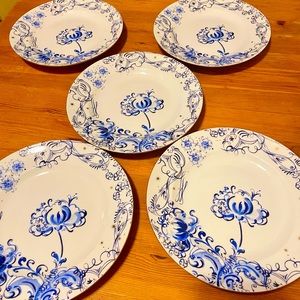 Anthropologie Stoneware Floral Gold Rimmed Plates 5